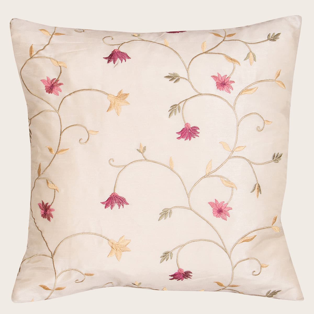 

Flower Embroidery Cushion Cover Without Filler, Multicolor