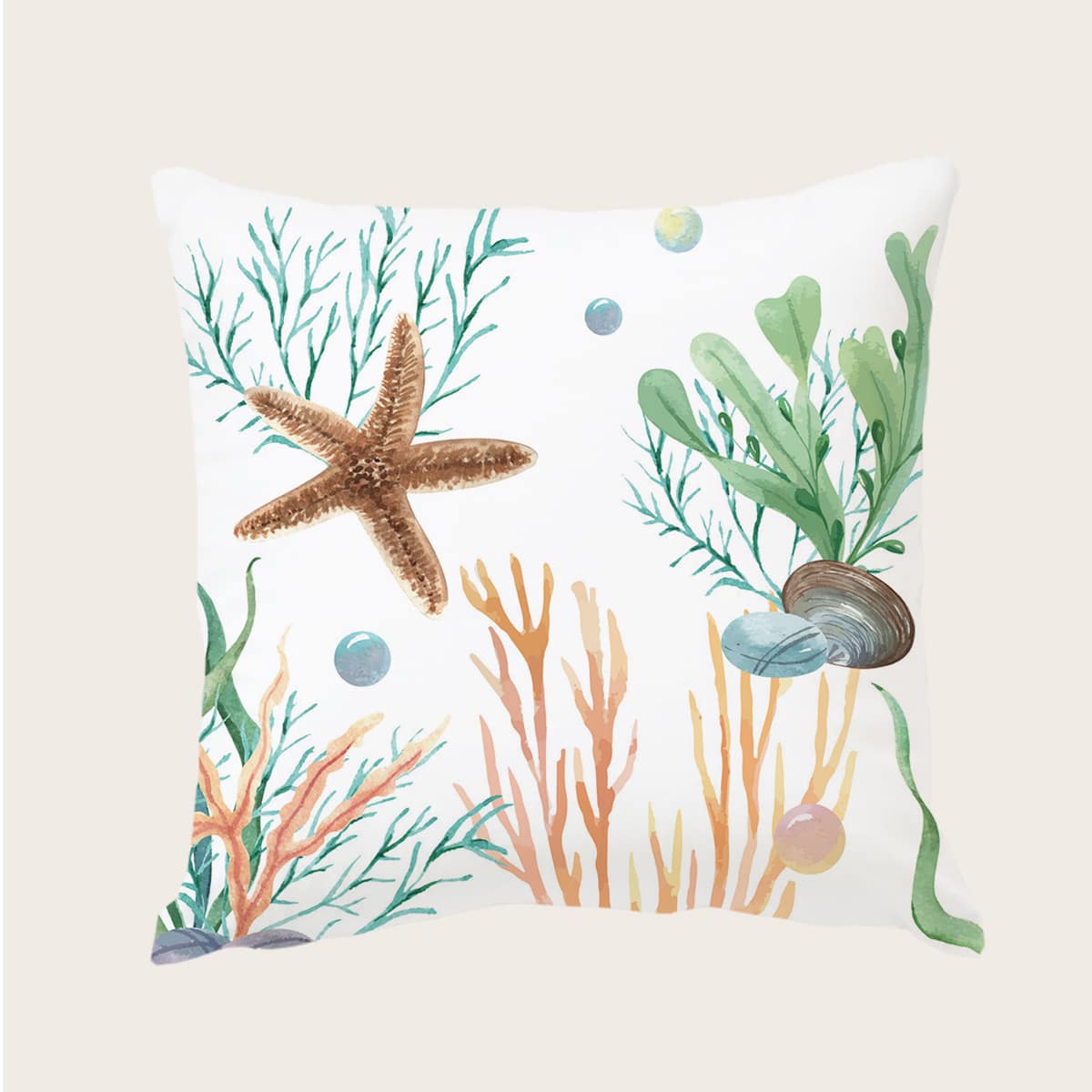 

Starfish Print Cushion Cover Without Filler, Multicolor