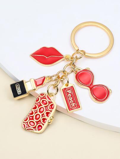 合金口红形钥匙扣，情人节、母亲节、妇女节的优雅礼物，包包饰品，包包配件，带身份证夹的挂绳，汽车配件，包包饰品
