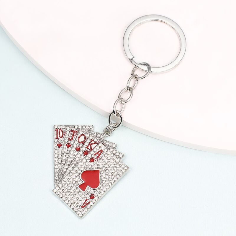 

Playing Card Design Keychain, Red