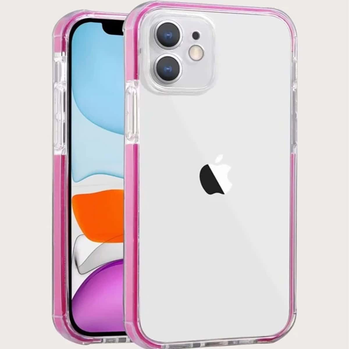 

Contrast Trim Clear Phone Case, Hot pink clear