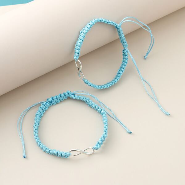 

2pcs Infinity Decor Bracelet, Baby blue