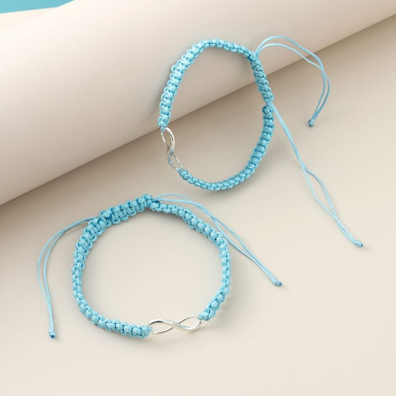 

2pcs Infinity Decor Bracelet, Baby blue