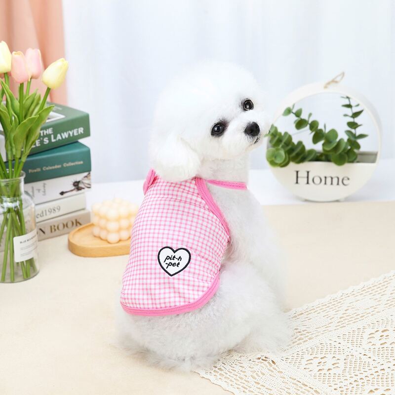 

Gingham Pattern Pet Tank, Pink