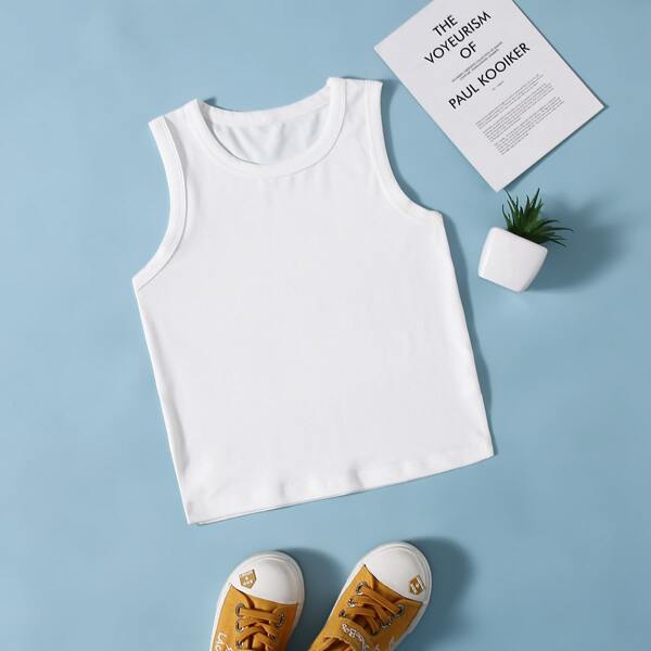 

Toddler Boys Solid Tank Top, White