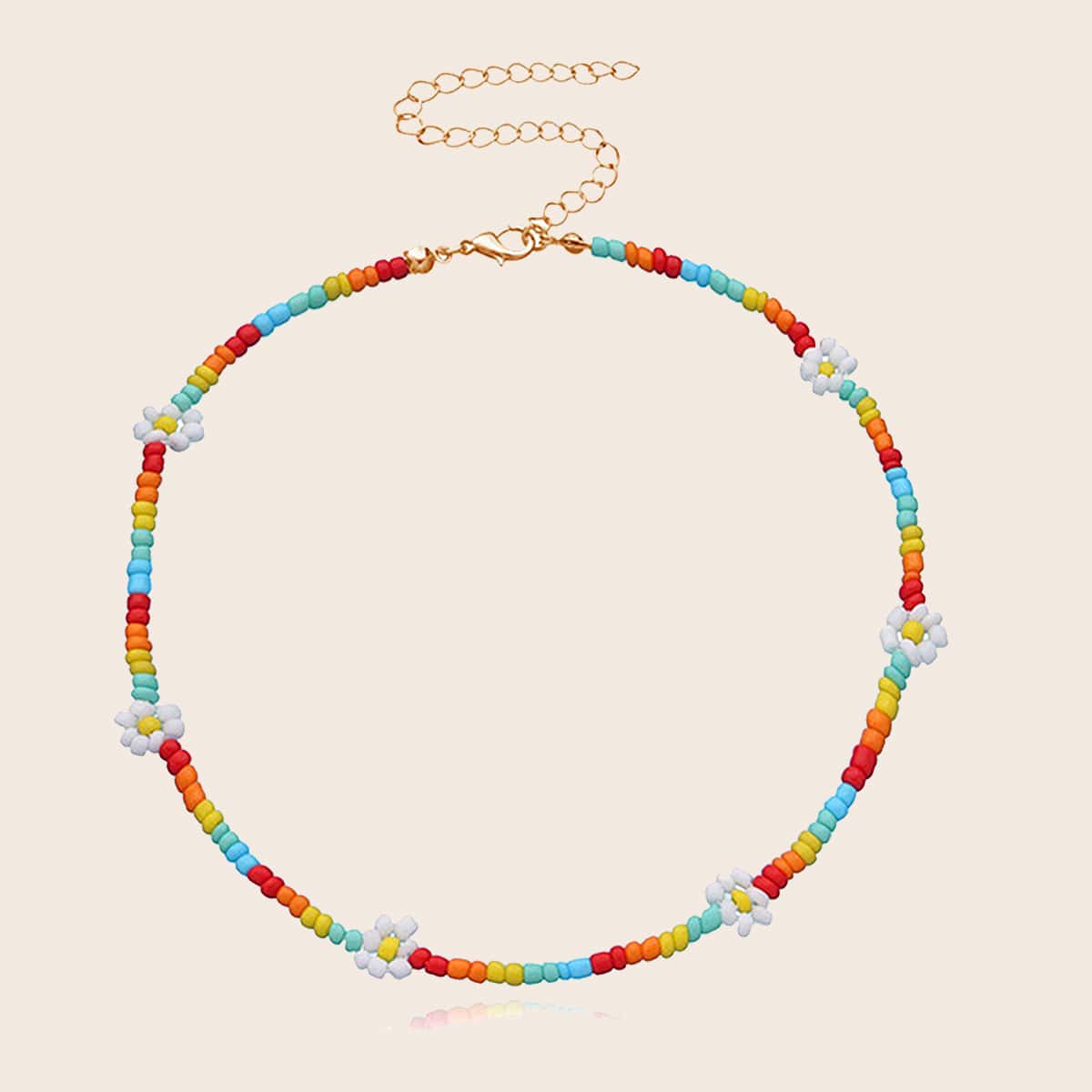

Flower Decor Beaded Choker, Multicolor