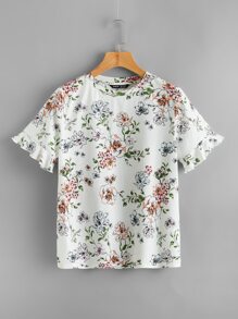 Mulvari 荷葉邊袖印花T恤 - 彩色 - 查看 1