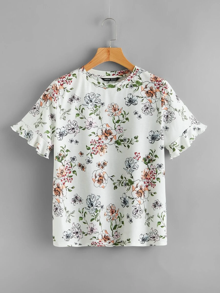 Mulvari 荷葉邊袖印花T恤 - 彩色 - 查看 1