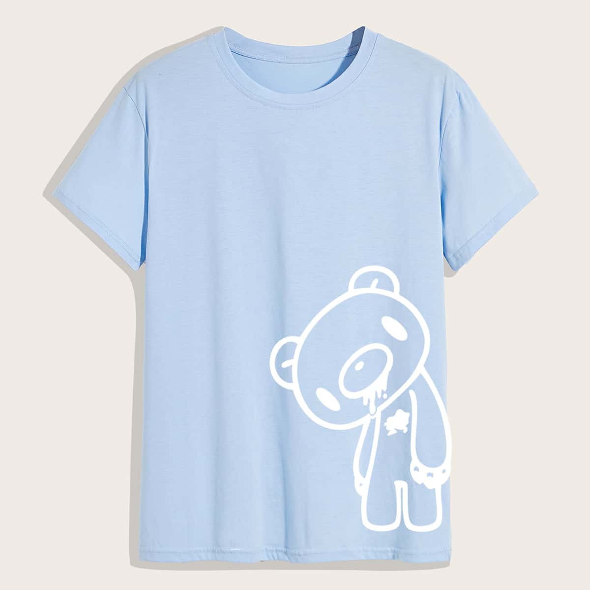 

Guys Cartoon Bear Graphic Tee, Baby blue