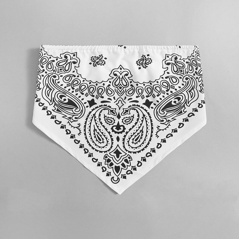

Paisley Bandana Crop Tube Top, Black and white
