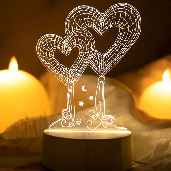 

1pc 3 Color Double Heart Decorative Light, Multicolor