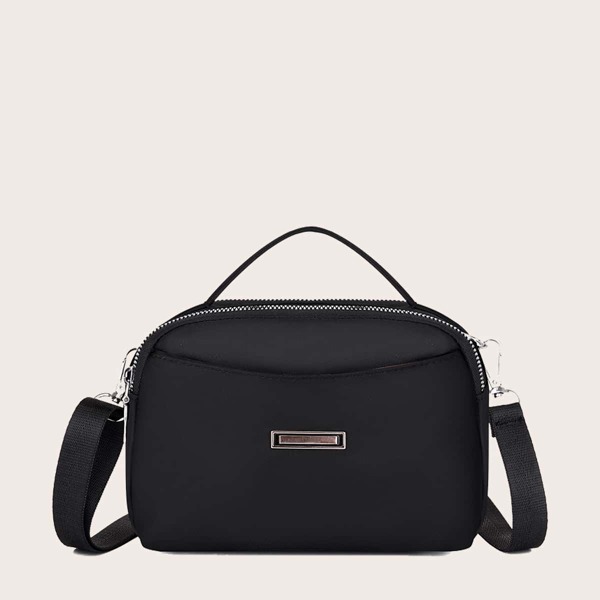 

Men Metal Decor Crossbody Bag, Black