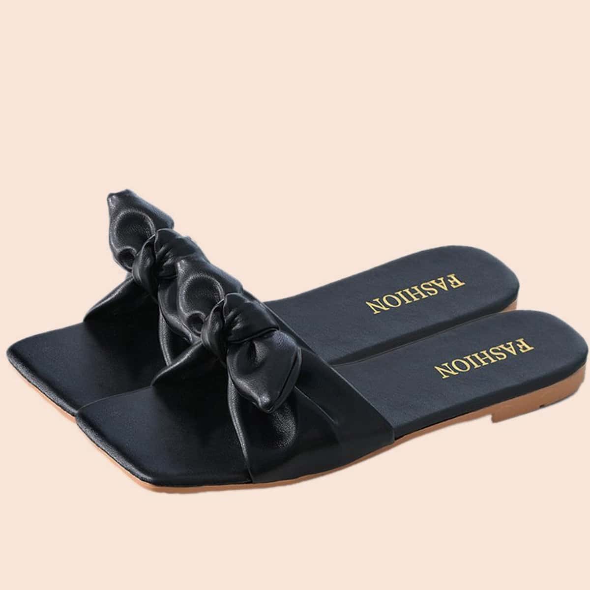 

Bow Knot Slide Sandals, Black