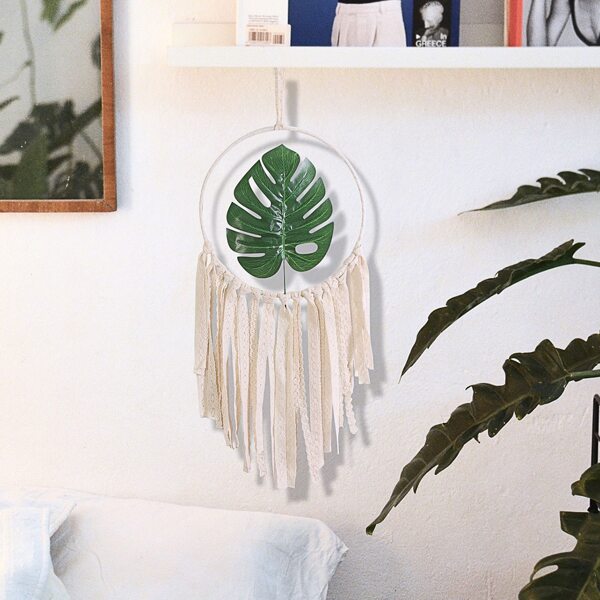 

1pc Artificial Leaf Decor Woven Wall Hanging, Beige