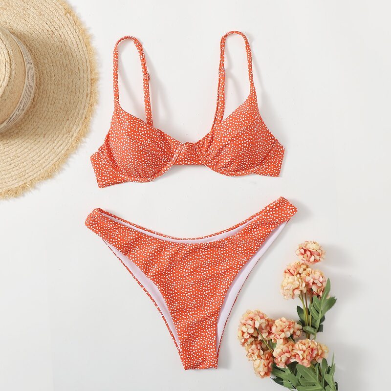 

Dalmatian Push Up High Cut Bikini Swimsuit, Orange
