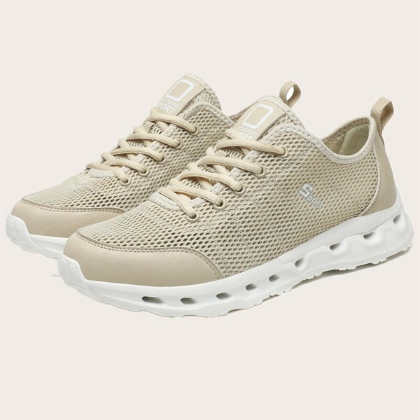 

Men Lace-up Front Mesh Panel Sneakers, Khaki