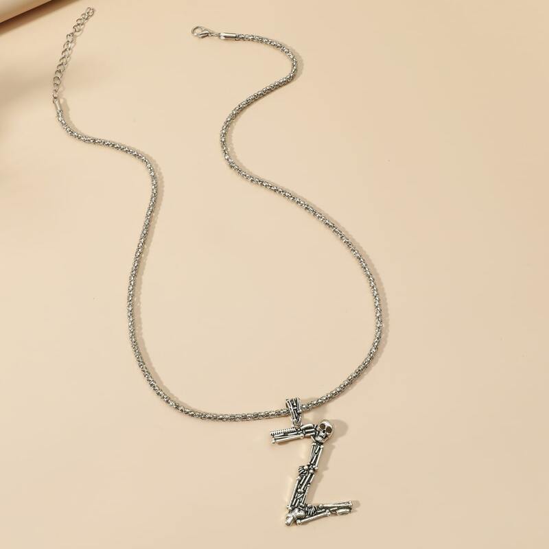 

Guys Letter Pendant Necklace, Antique silver