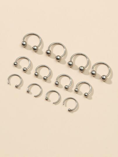 12قطع/طقم أسلوب أساسي خاتم أنف فولاذ غير قابل للصدأ أزياء فاسق ممتاز ثقب للنساء مع للرجال مجوهرات الجسم هدية