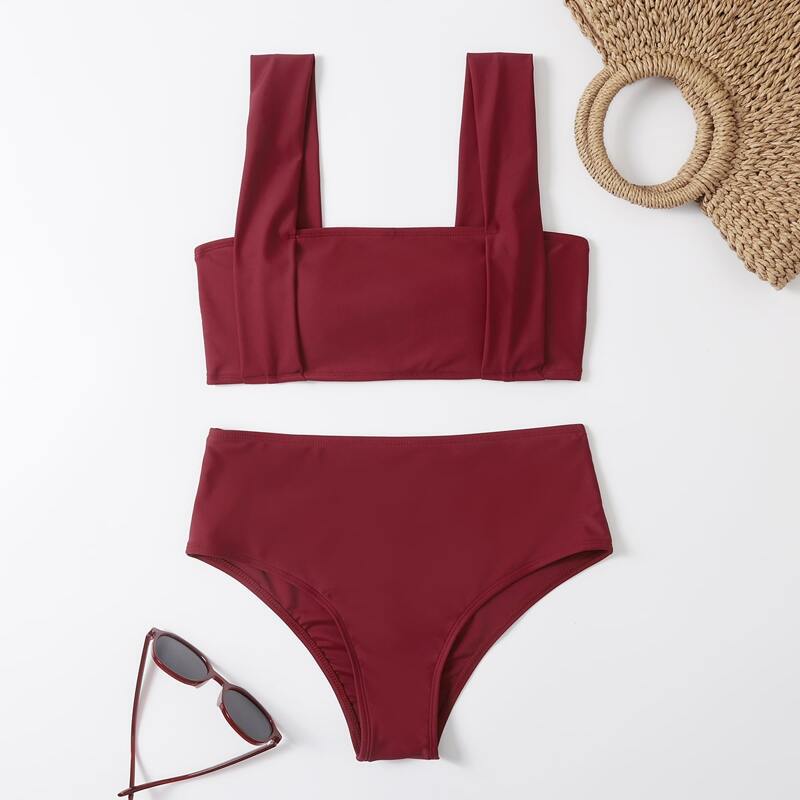 

Solid Bikini Swimsuit, Burgundy