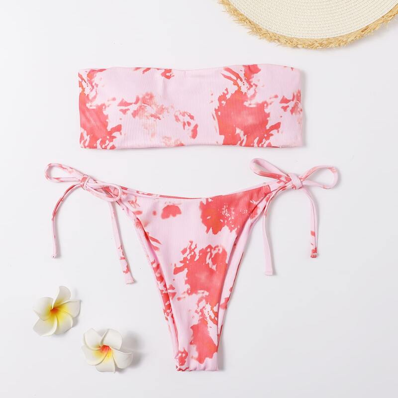

Tie Dye Tie Side Bikini Swimsuit, Multicolor