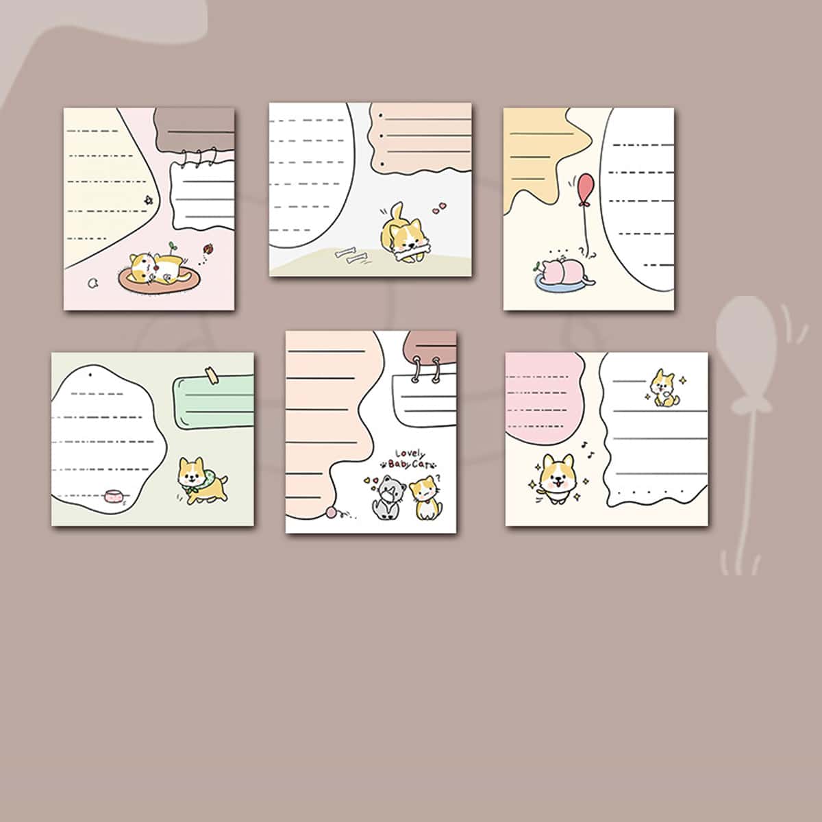 

6pcs Cartoon Sticky Note, Multicolor