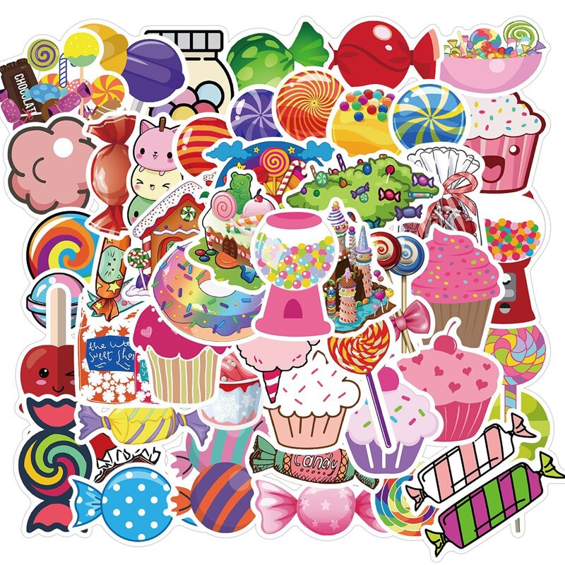 

50pcs Cartoon Snack Sticker, Multicolor