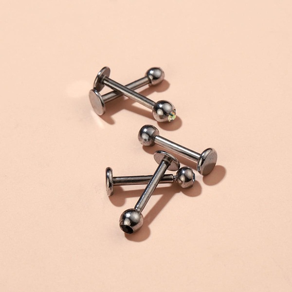 

5pcs Rhinestone Detail Labret Lip Ring, Multicolor