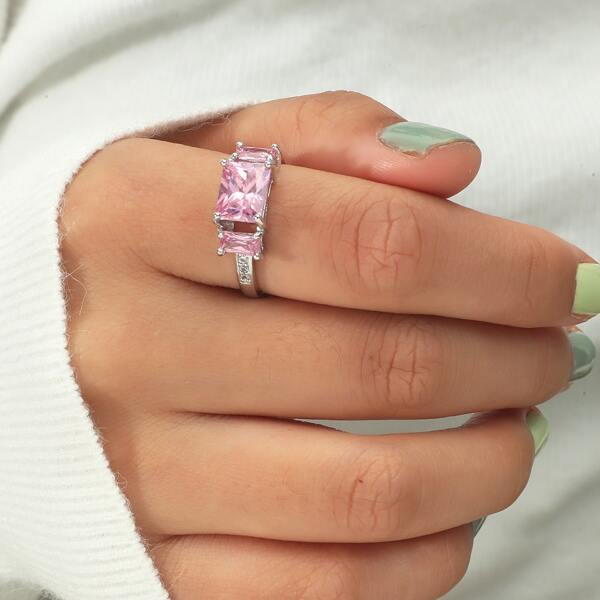

Zircon Decor Ring, Pink