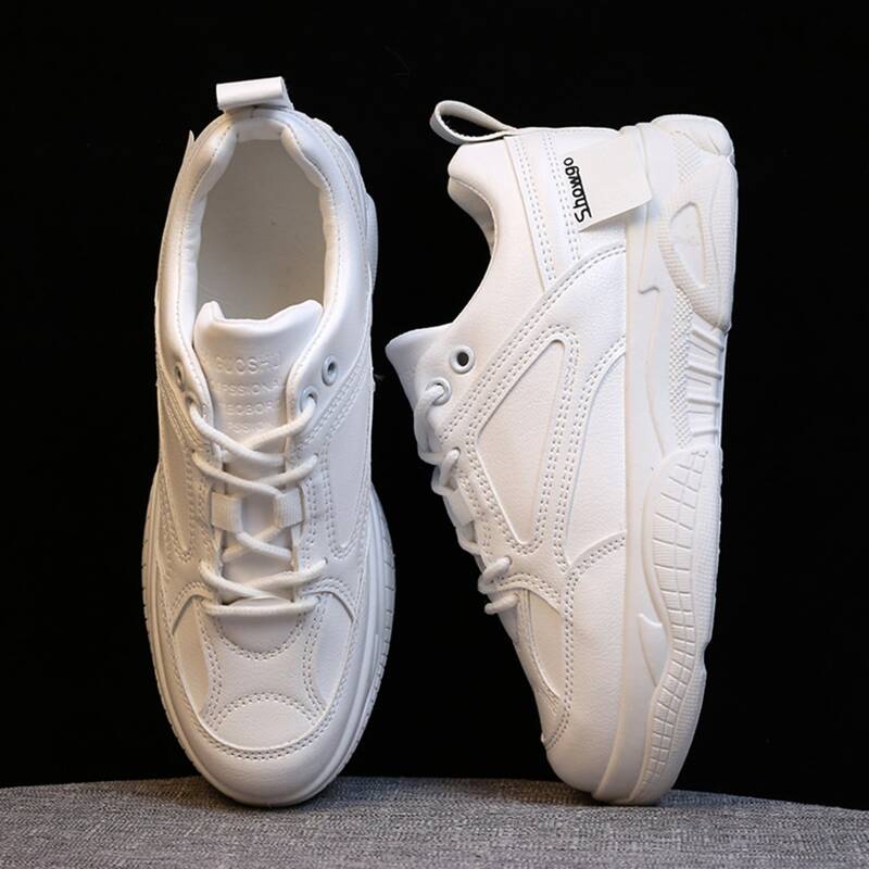 

Solid Lace-up Skate Shoes, Beige