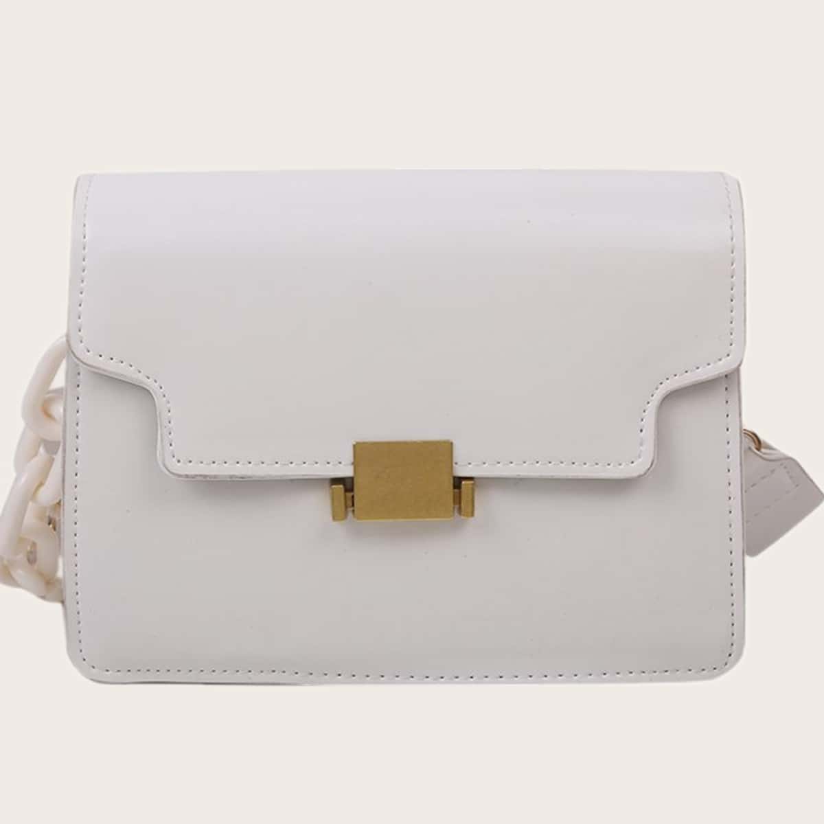 

Solid Flap Crossbody Bag, White