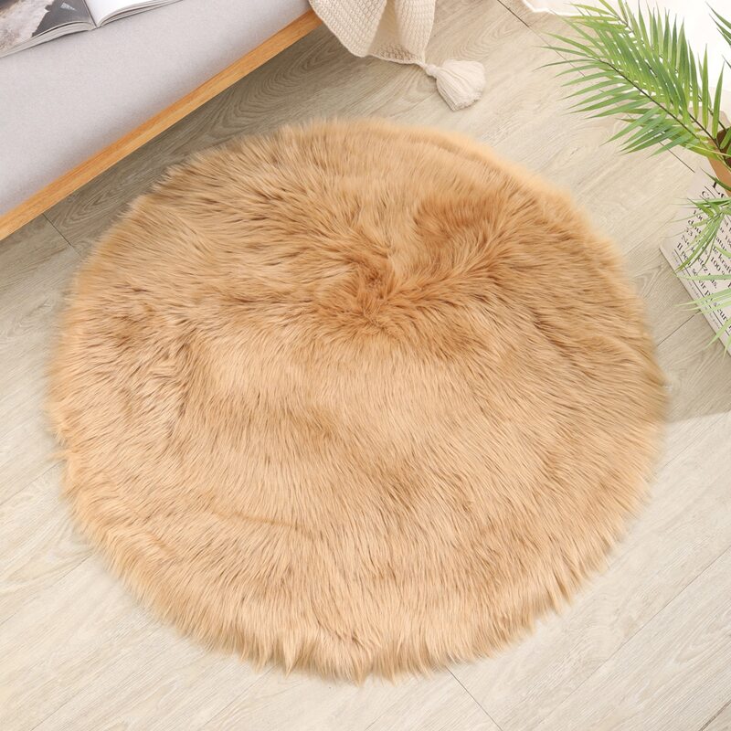 

Solid Color Round Plush Rug, Khaki