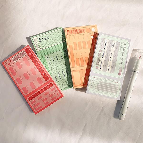 

1pc Random Boarding Pass Design Notepad, Multicolor