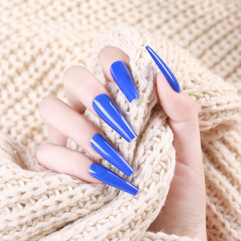 

24pcs Fake Nail & 1sheet Tape & 1pc Nail File, Blue