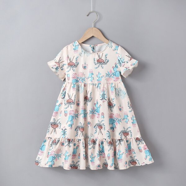 

Toddler Girls Plants Print Babydoll Dress, Multicolor