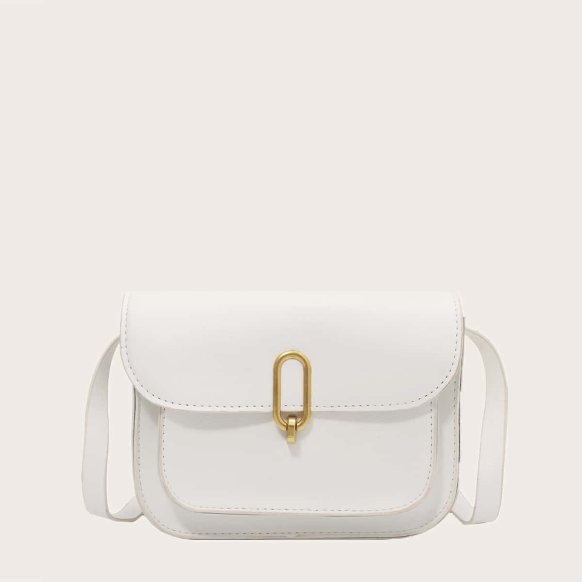 

Solid Flap Crossbody Bag, White