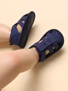 Infant Solid Color Hollow-Out Simple Flat Sandals, Casual Everyday Wear