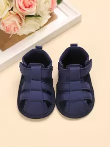 Infant Solid Color Hollow-Out Simple Flat Sandals, Casual Everyday Wear