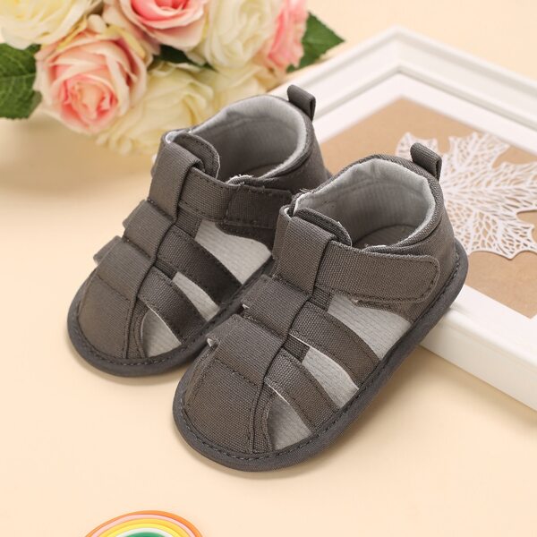 

Baby Boy Cut Out Velcro Strap Sandals, Dark grey