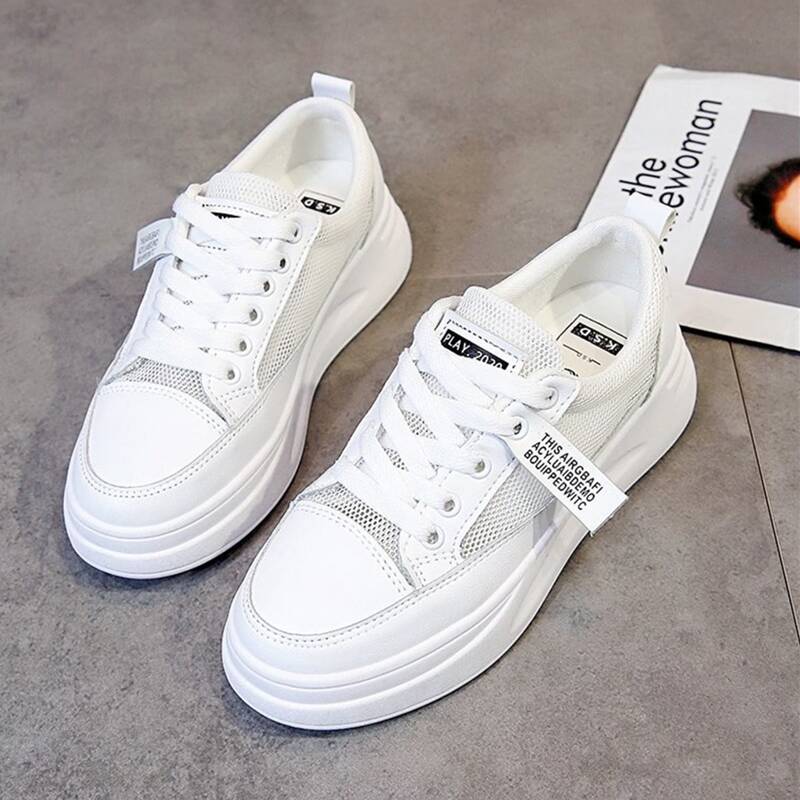 

Lace-up Mesh Skate Shoes, White