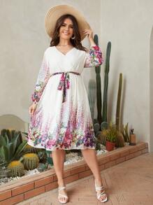 Modelyn Đầm Plus Size Trọn gói Hoa Boho - Nhiều màu - Xem 3