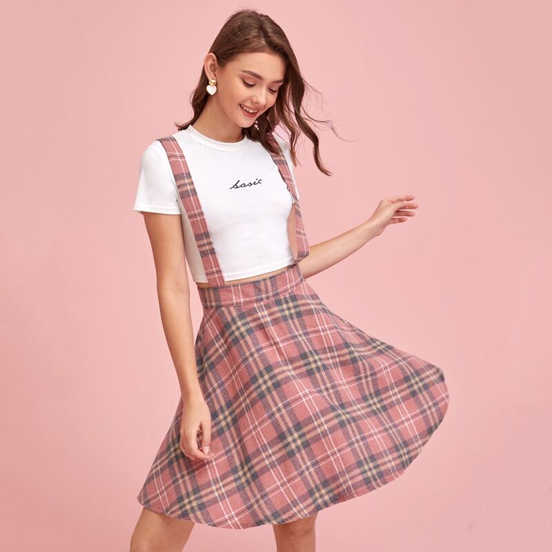 

Plaid Straps Skirt, Multicolor