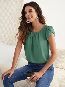 SHEIN Clasi Áo sơ mi Trọn gói màu trơn Giải trí - màu xanh lá - Xem 1