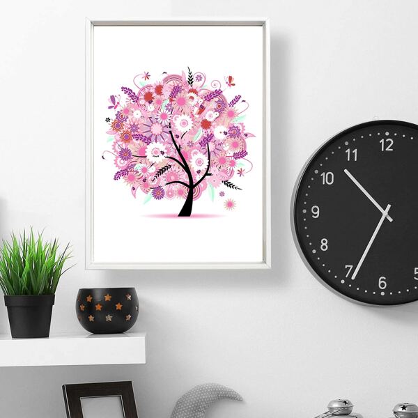 

Tree Print Unframed Painting, White
