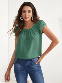 SHEIN Clasi Áo sơ mi Trọn gói màu trơn Giải trí - màu xanh lá - Xem 5