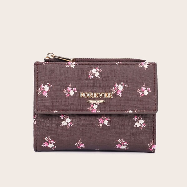 

Floral Graphic Fold Over Purse, Brown