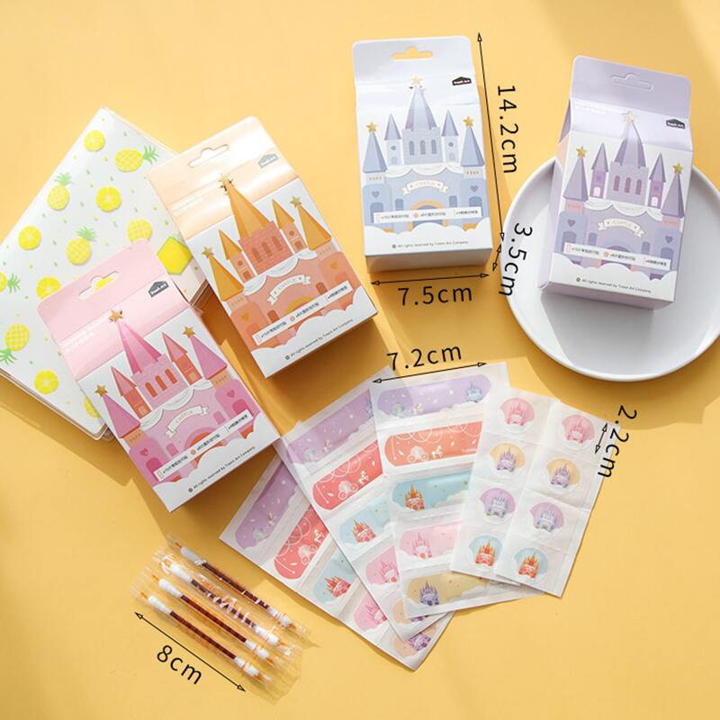 

Random 1box Cartoon Graphic Bandage & 4pcs Iodophor Cotton Swab, Multicolor