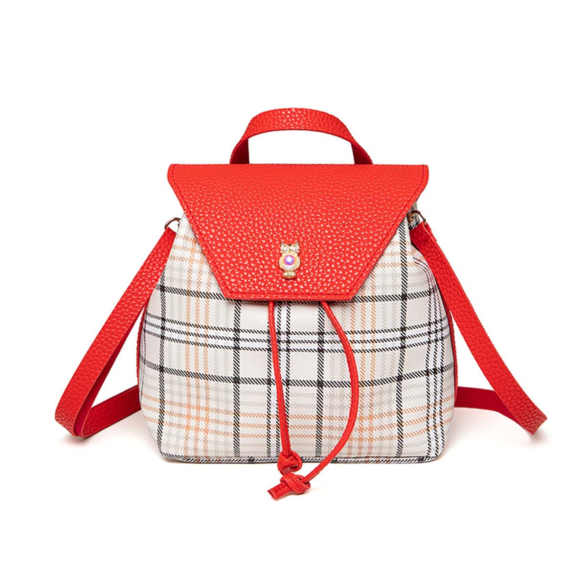 

Plaid Drawstring Backpack, Multicolor