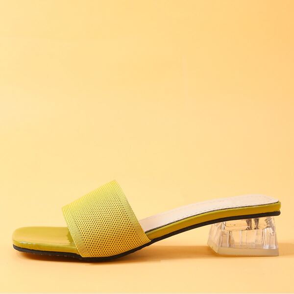 

Knit Clear Heeled Mule Sandals, Yellow