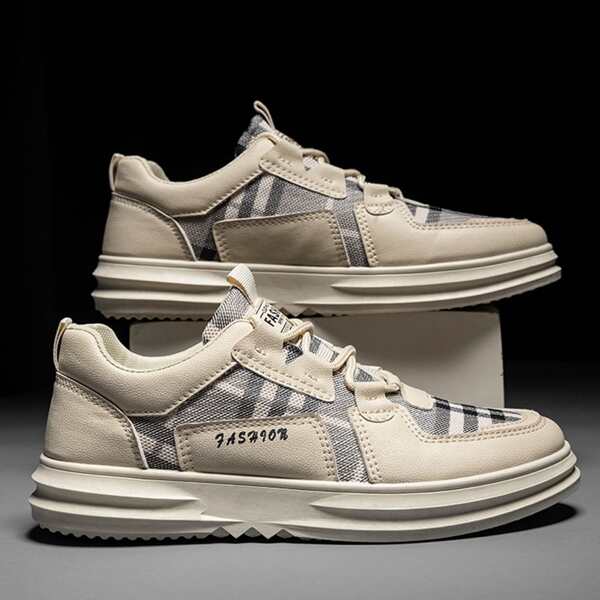

Men Plaid Skate Shoes, Beige