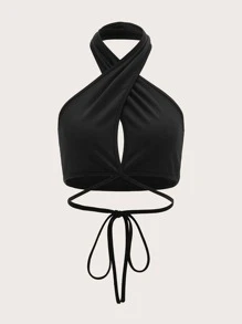 Mở lưng quấn quanh cổ - màu đen - Xem 8